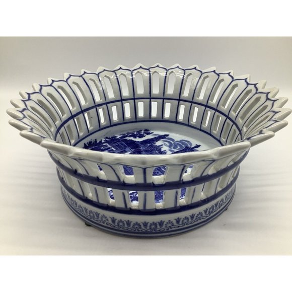 Large Victoria Ware Vintage Ironstone Basket Bowl, Reproduction - Picture 6 of 16